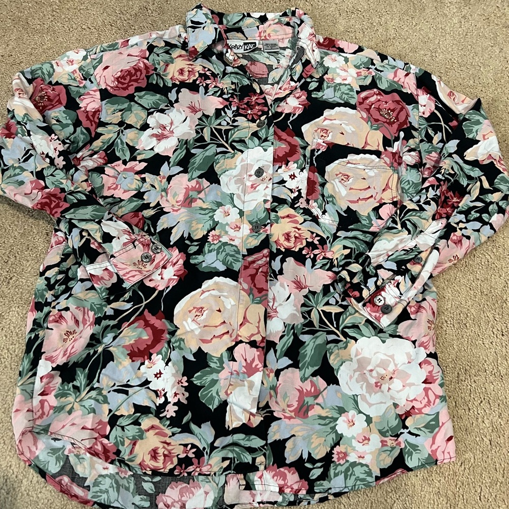 VINTAGE floral button up SZ SMALL